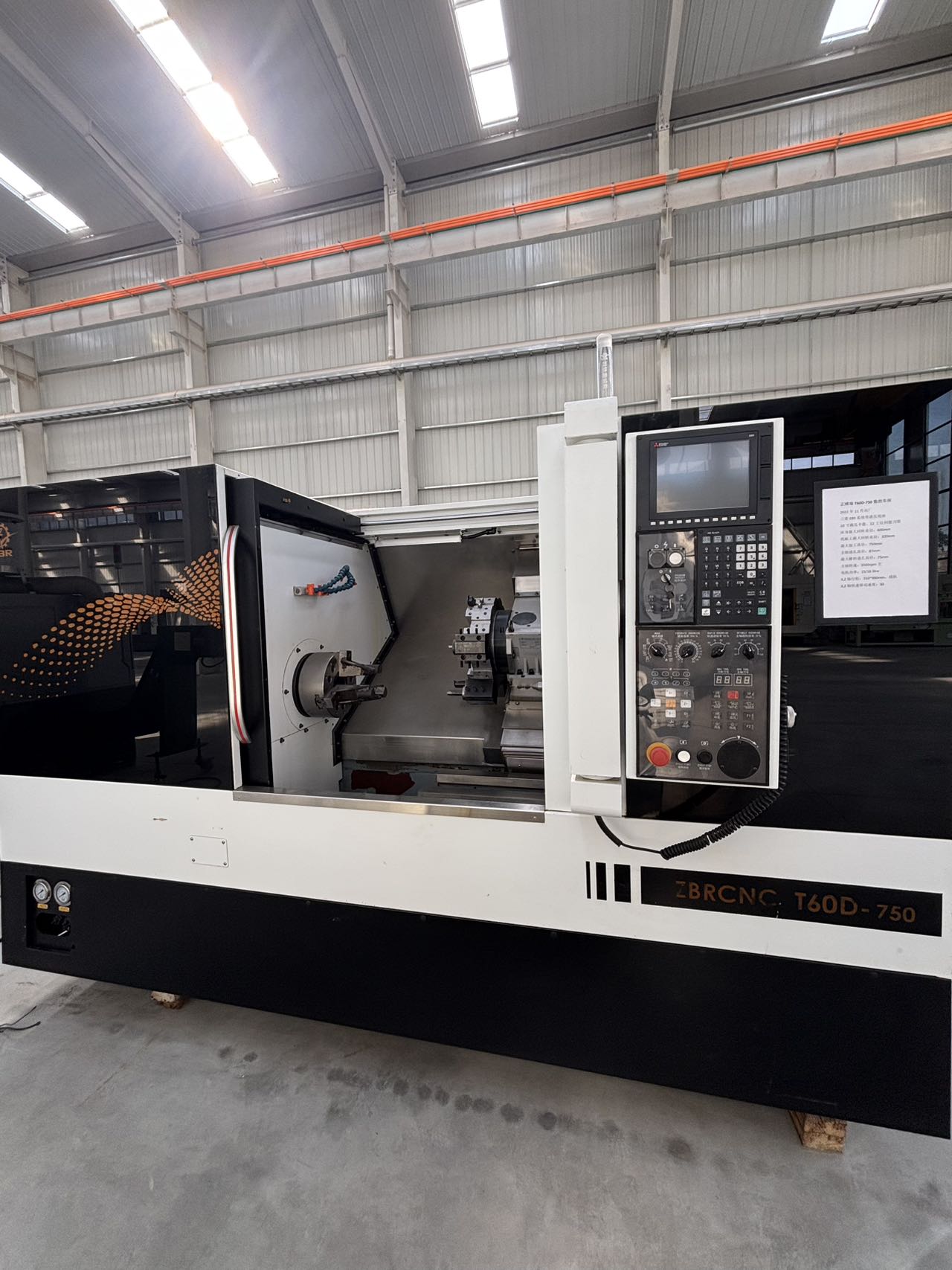 Used Zhengborui T60D-750 CNC Lathe with Mitsubishi E80 photo 1