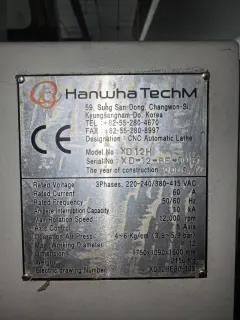 Used Hanwha XD 12 H 5-Axis Swiss-Type CNC Lathe photo 7
