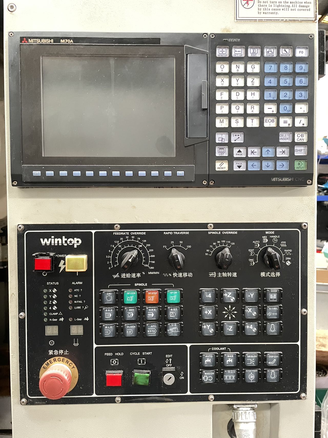 Used Taiyi T 500 Vertical Machining Center with Mitsubishi M 70 A photo 2