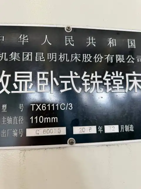 İkinci el Kunming Machine Tool TX 6111 C/3 yatay borwerk ve freze tezgahı, 3 eksenli DRO