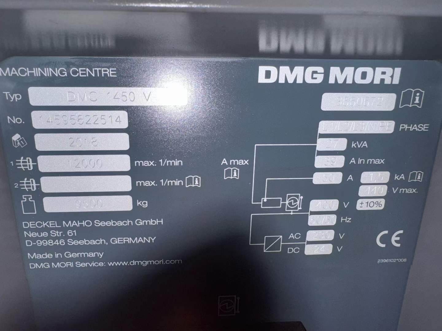Used DMG MORI DMC 1450 V Vertical Machining Center photo 9