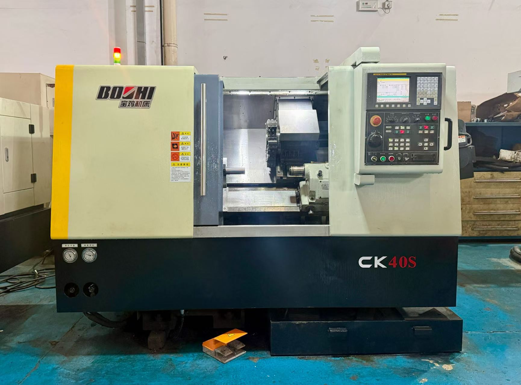 Used Baoji BOZHI CK 40 S Slant-Bed Turret-Type CNC Lathe with FANUC 0i Mate-TD