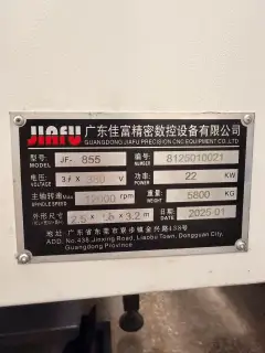 Used Jiafu JF-855 Vertical Machining Center with Mitsubishi M 80 CNC Control photo 8