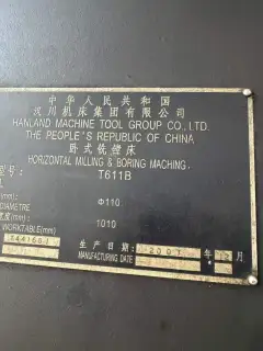 Used Hanchuan T611B Conventional Horizontal Boring and Milling Machine, Φ110 mm Spindle, 1010 mm Worktable, S/N T 441661 photo 9