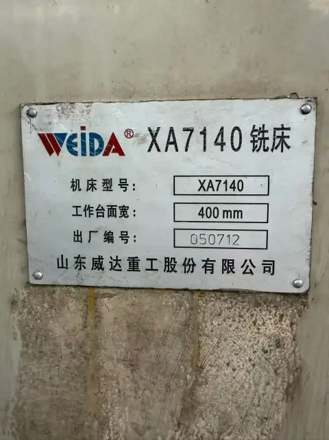 Conventional Milling Machine representative machine